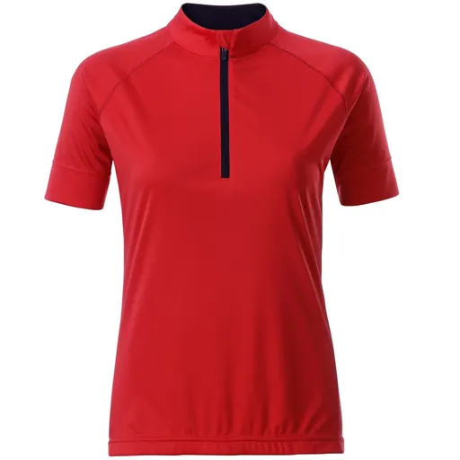 James & Nicholson (Daiber) Dámský cyklistický dres s krátkým zipem JN513 - Tomato / černá | L