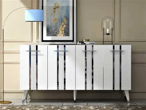 Konzolový stolek Asel - White, Silver