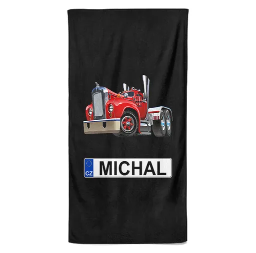 Osuška SPZ se jménem – barevný kamion (Jméno: Michal, Velikost osušky: 100x170cm)