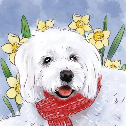 Diamantové malování - Bílý pes 20 x 20 cm