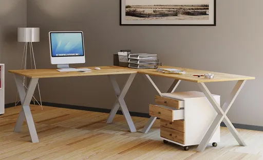 VCM Rohový stůl Lona 190x160x50 X-nohy, dub medový