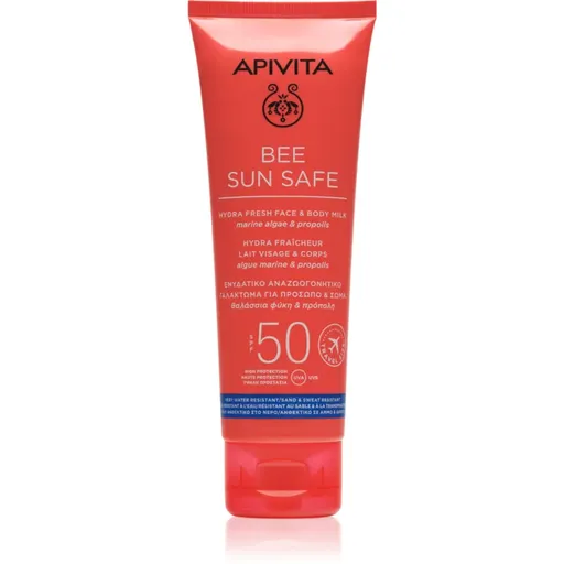 Apivita Bee Sun Safe Hydra Fresh Milk SPF50 opalovací mléko na obličej a tělo SPF 50 100 ml
