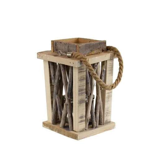 Přírodní dřevěná lucerna Mitt - 16*16*26cm LJWHXX26
