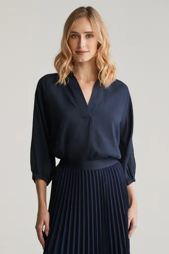 HALENKA GANT LINEN SS BLOUSE EVENING BLUE