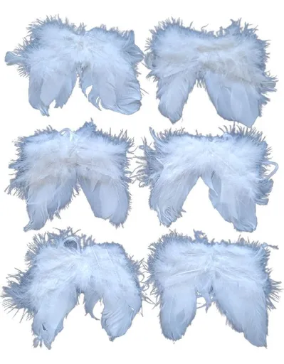 Set 6ks bílá andělská křídla z peříček - 10*10 cm 612495-11