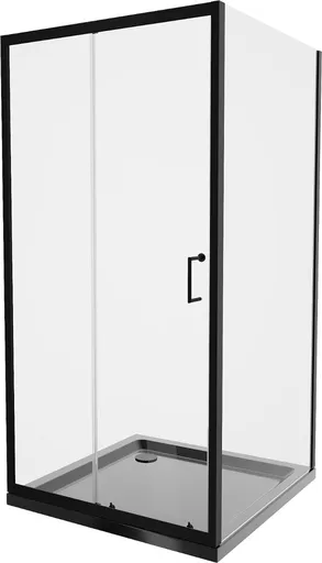 MEXEN/S Apia Sprchový kout 90x90, transparent, černá + vanička se sifonem 840-090-090-70-00-4070B