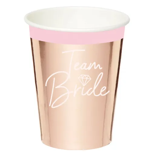 Amscan Kelímky růžovozlaté  - Team Bride 8 ks 250 ml