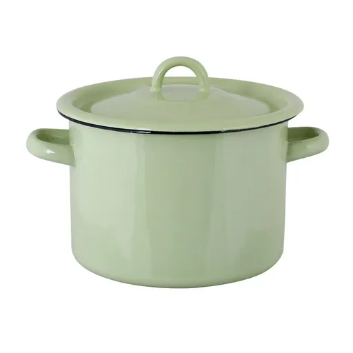 Zelený smaltovaný hrnec s víkem Emil´s Enamel Green - Ø 18*17cm / 3L Strömshaga