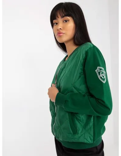 Dámská bunda bomber prošívaná  RUE PARIS tmavě zelená