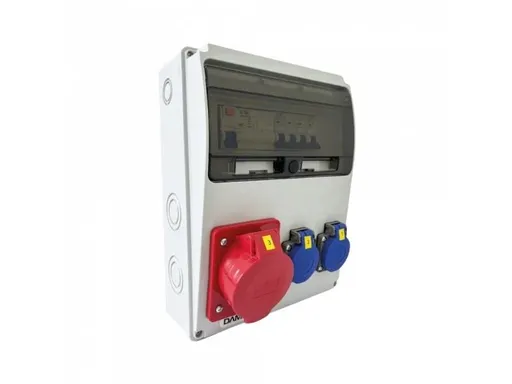 Zásuvková skříň 11M 32A 5p, 2x230V - 11 modulů s jističi a chráničem - 6kA