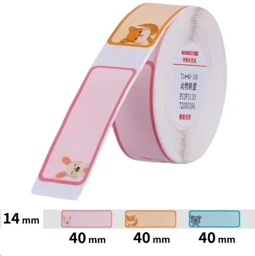 Niimbot A2A28678701, 14x40mm, 160ks, Zvířátka, barevné samolepicí štítky