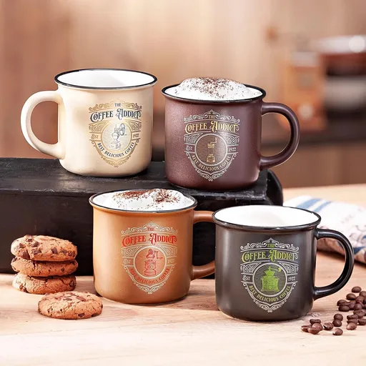 Hrnky na kávu Coffee Addict, sada 4 ks