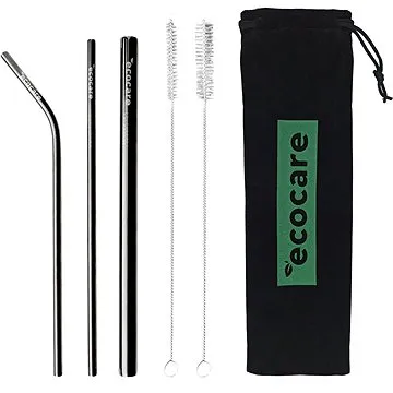 ECOCARE ekologická kovová brčka set černá (0748367346330)