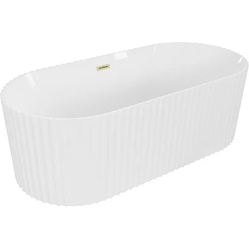 MEXEN/S Paola volně stojící vana reliéf 170 x 80, bílá lesk, sifon a přepad zlatá kartáčovaná 52721708000-55