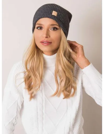 Dámská čepice s bambulí RUE PARIS tmavě šedá