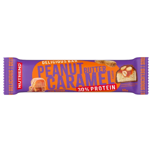 Nutrend DELICIOUS BAR arašídové máslo + karamel tyčinka 50 g