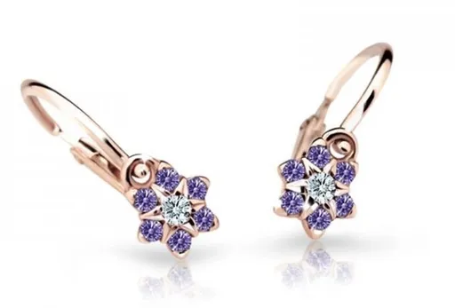 Cutie Jewellery Půvabné dětské náušnice z růžového zlata C2152-10-X-4 fialová