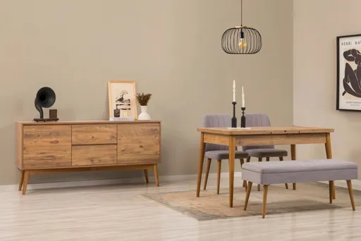 Set s rozkládacím stolem, židlemi a konzolou (5 kusů) Vina 02 0701 - Atlantic Pine, Grey