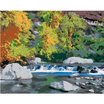 Zuty - Malování podle čísel - POTOK A PODZIMNÍ LES (DENNIS FRATES), 80x100 cm, vypnuté plátno na rám (HRAmmb03861nad)