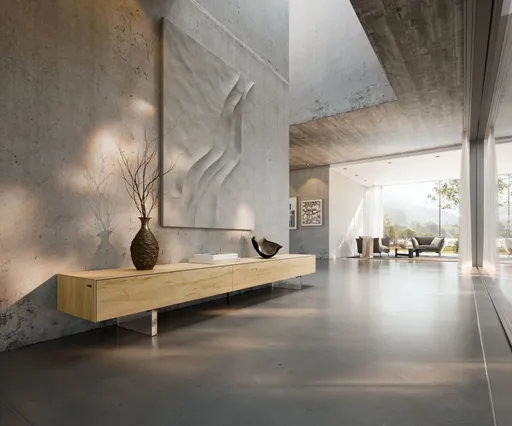 TV stolek Cuor 250 cm keramika Laminam® Sabbia dubová 1