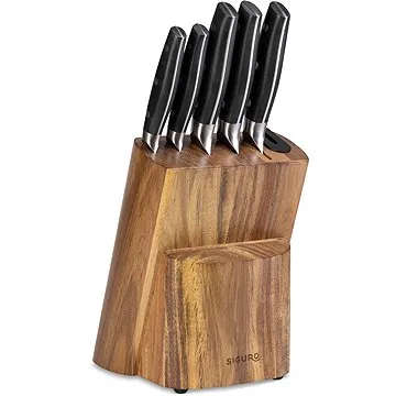 Siguro Sada nožů Sugoi 5 ks + dřevěný blok s brouskem (SGR-KS-W650DW)