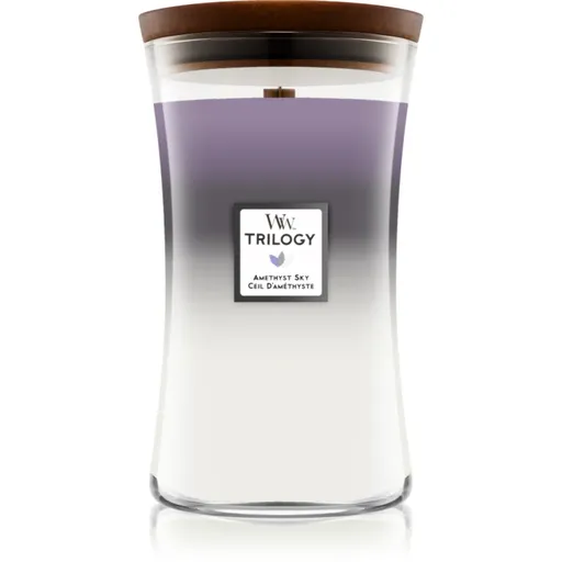 Woodwick Trilogy Amethyst Sky vonná svíčka s dřevěným knotem 609.5 g