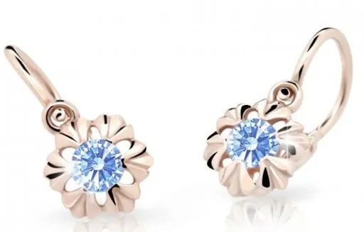 Cutie Jewellery Dětské náušnice z růžového zlata C2213-10-X-4 světle modrá