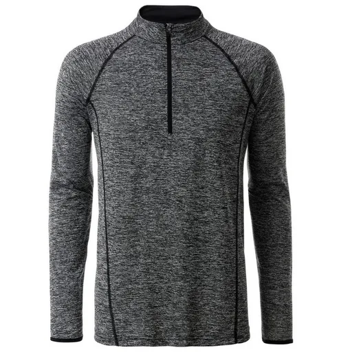 James & Nicholson (Daiber) Pánské funkční tričko s dlouhým rukávem JN498 - Černý melír / černá | 2XL