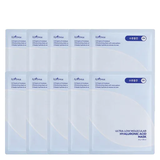 Isntree Sada hydratačních textilních masek Ultra-Low Molecular Hyaluronic Acid 10 x 25 g