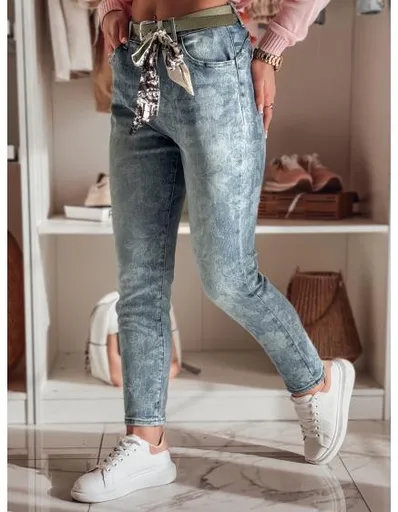 Dámské slim fit džíny kalhoty s páskem FLORETTA modré