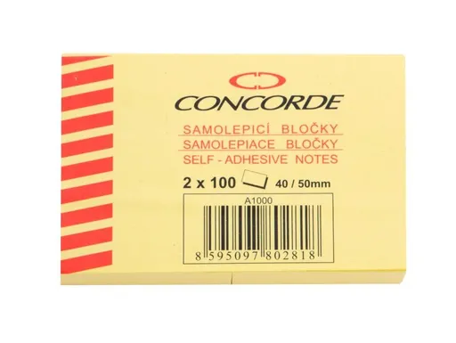 Bloček samolepící 40x50mm 2x100 listů Concorde