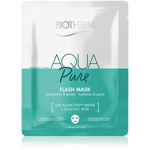 Biotherm Aqua Pure Flash Mask plátýnková maska s hydratačním účinkem pro regeneraci pleti 31 g