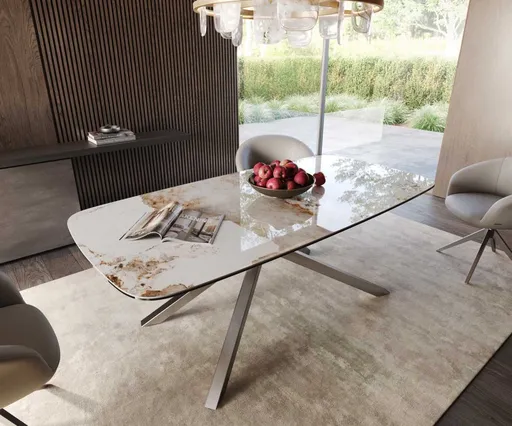 Jídelní stůl Edge Boot 200x100 keramika Minas Melange bílo