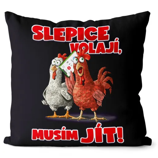 Polštář Slepice volají (Velikost: 55 x 55 cm)