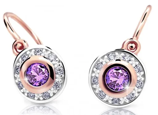 Cutie Jewellery Třpytivé dětské bicolor náušnice C2400-10-X-4 fialová