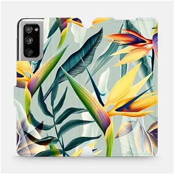 Flipové pouzdro na mobil Samsung Galaxy S20 FE - MC02S Žluté velké květy a zelené listy (5903516466351)