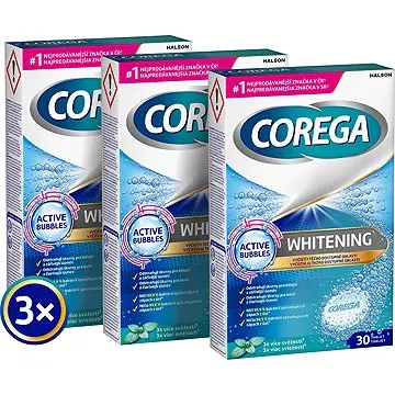 COREGA Whitening Pro čištění zubních náhrad 3× 30 ks (8596149005805)