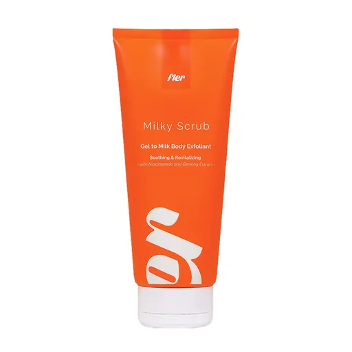 FLER Milky Scrub tělový exfoliační peeling s gelovo-mléčnou texturou, 200 ml + dárek zdarma