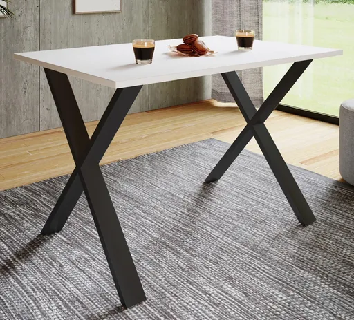 VCM Jídelní stůl Xona 110x80 X-nohy, bílý