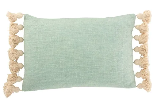 Mintovo-azurový polštář se střapci a výplní Pompom - 50*35cm 22822