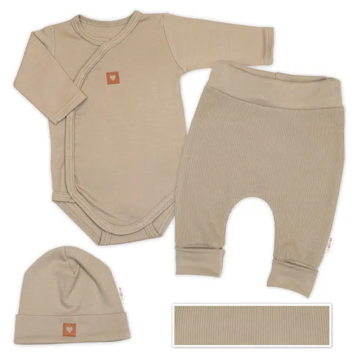Baby Nellys Rostoucí 3dílná sada pro miminko Nature - taupe, vel. 56/62