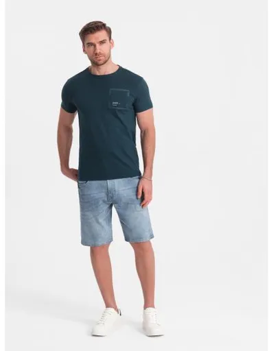 Pánské džínové kraťasy s jemným opráním - světle modré V1 OM-SRDS-0145