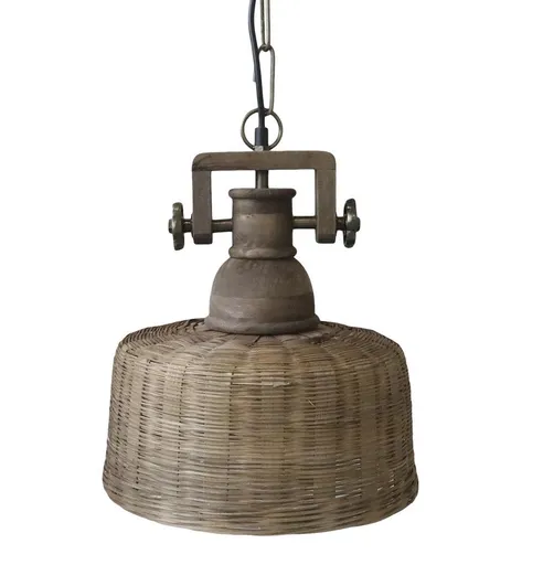 Přírodní dřevěné světlo s ratanovým stínidlem Roellie - Ø 31*33 cm/ E27/ 25W 71130400