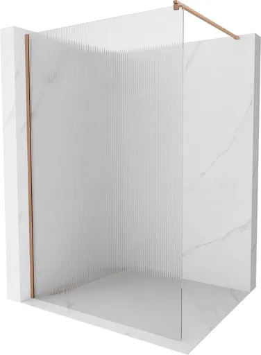 MEXEN/S Kioto Sprchová zástěna WALK-IN 100 x 200, proužky 8 mm, měď kartáčovaná 800-100-101-65-09