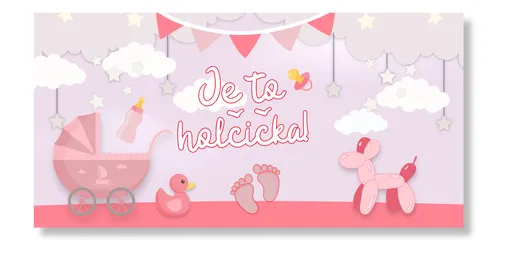 Personal Personalizovaný banner s fotkou - Baby Shower / Girl Rozměr banner: 130 x 260 cm