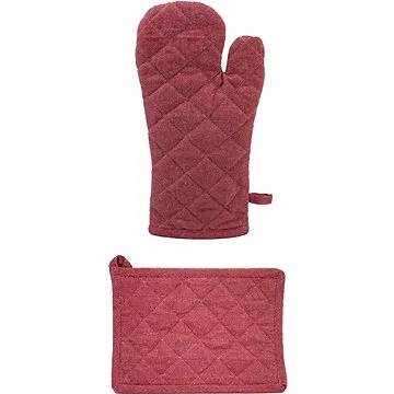 Home Elements Chňapka s magnetem a podložkou béžová a červená (8595556457696)