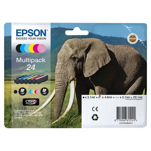 EPSON T2428 (C13T24284011) - originální cartridge, černá + barevná, 3x5,1ml/3x4,6ml