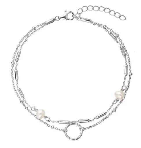 Evolution Group - Pavona Nadčasový dvojitý náramek s pravými perlami 23015.1