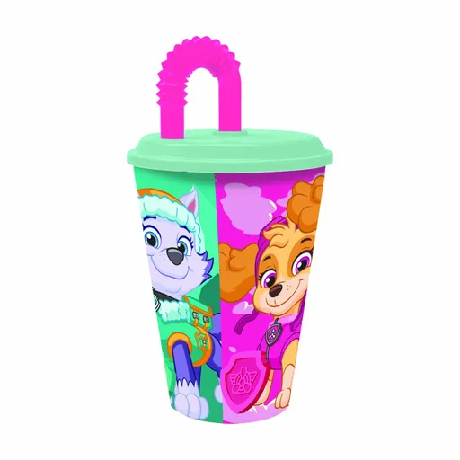 STOR Plastový kelímek s brčkem Paw patrol 430ml