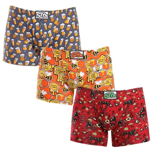 Styx 3PACK pánské boxerky long art klasická guma vícebarevné (3F13714) L